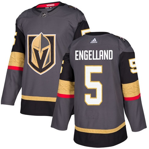 Adidas Men Vegas Golden Knights #5 Deryk Engelland Grey Home Authentic Stitched NHL Jersey->more nhl jerseys->NHL Jersey